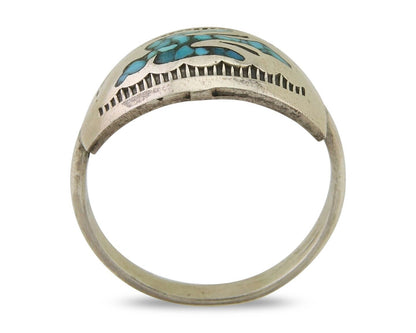 Men Navajo Thunderbird Ring 925 Silver Turquoise Native Artist C.80's