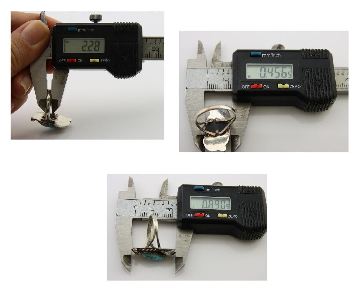 Navajo Ring 925 Silver Natural Blue Turquoise Native American Artist C.80's