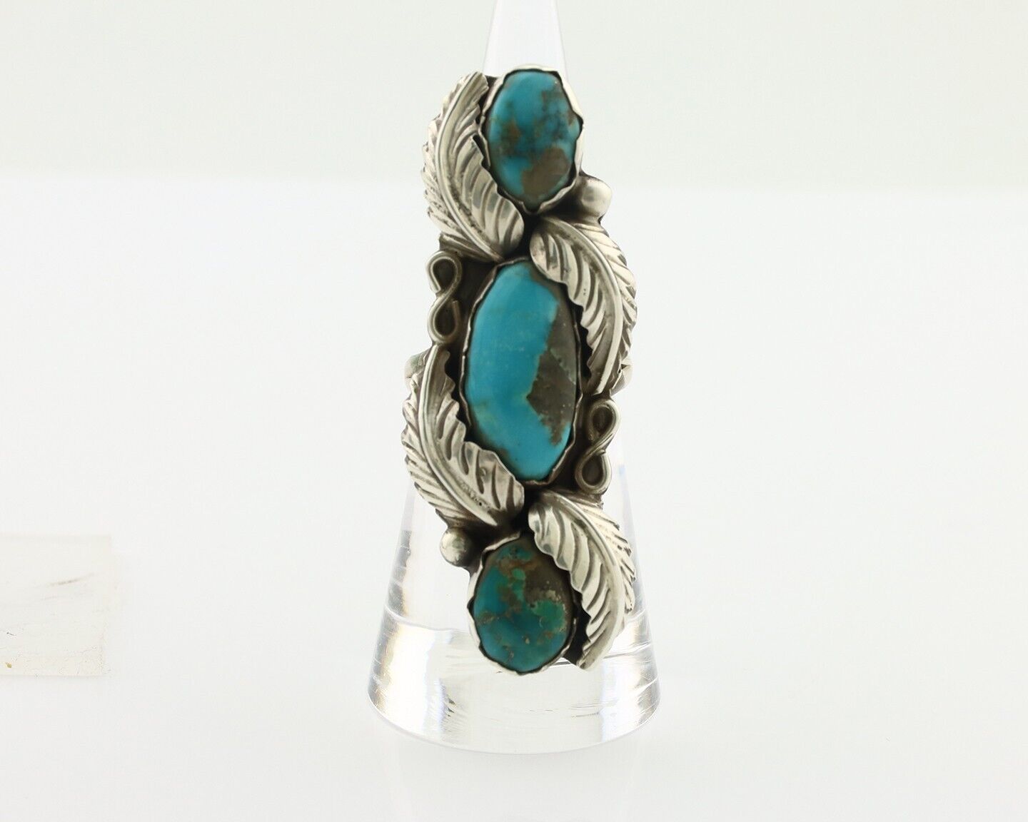 Navajo Ring 925 Silver Natural Blue Turquoise Native American Artist C.80's
