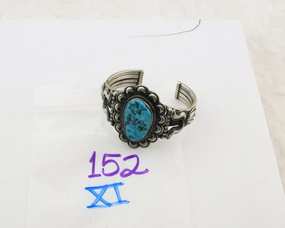 Navajo Cuff Bracelet Sterling Silver Turquoise Native Artist Signed Paul Begay