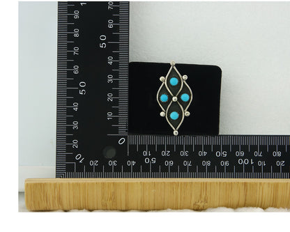 Vintage Zuni Ring 925 Sterling Authentic Natural Turquoise Native Artist Sz 8.25