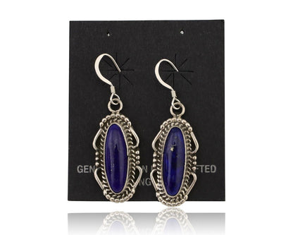 Navajo Dangle Earrings 925 Silver Lapis Lazuli Native American Artist C.80's