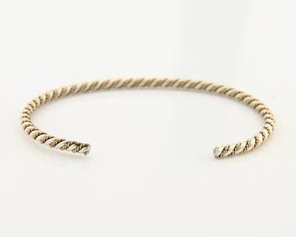 Navajo Twist Bracelet Sterling Silver Gold Authentic Vintage Native Artist 2.7mm