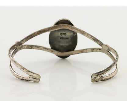 Navajo Bracelet 925 Silver Kingman Turquoise Native American Artist C.80's