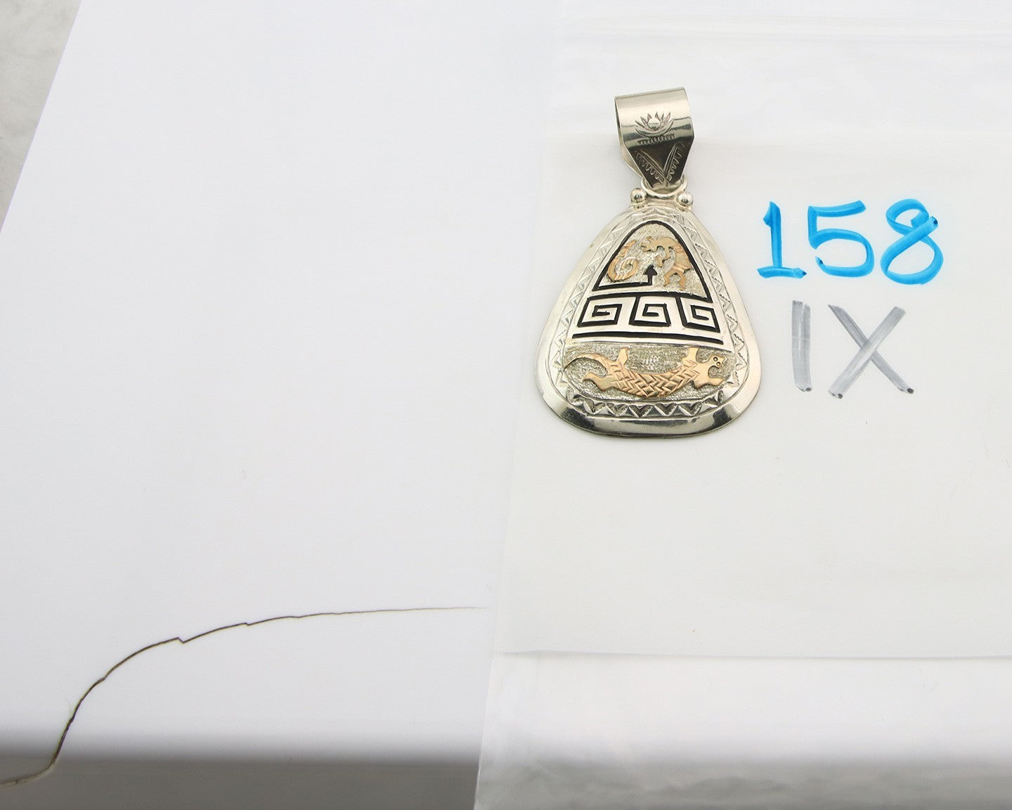 Navajo Kokopelli Pendant Sterling Silver & Gold Authentic Traditional Signed A