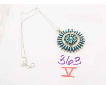 Navajo Sterling Silver Necklace Turquosie Authentic Vintage Signed Ben Yazzie