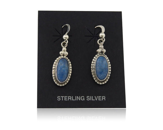 Navajo Dangle Earrings 925 Silver Natural Denim Lapis Signed Melissa Yazzie C80s