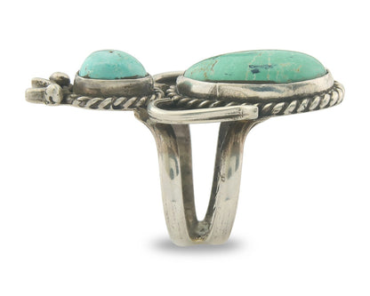 Vintage Navajo Ring 925 Sterling Authentic Turquoise Signed Size 7.0