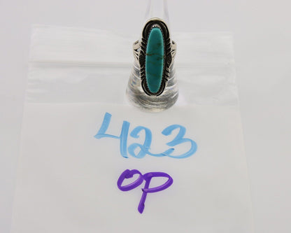 Navajo Hand Stamped Ring 925 Silver Turquoise Native Artist Begay C.80's