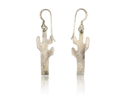 Navajo Cactus Earrings 925 Silver Natural Turquoise Native Artist C.80's