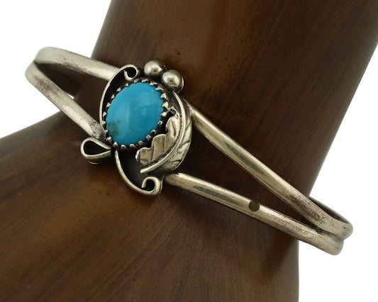 Navajo Slave Bracelet 925 Silver Arizona Turquoise Native American Artist C.80's