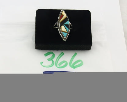 Vintage Zuni Ring 925 Sterling Silver Natural Gemstone Signed R & GT Size 5.75