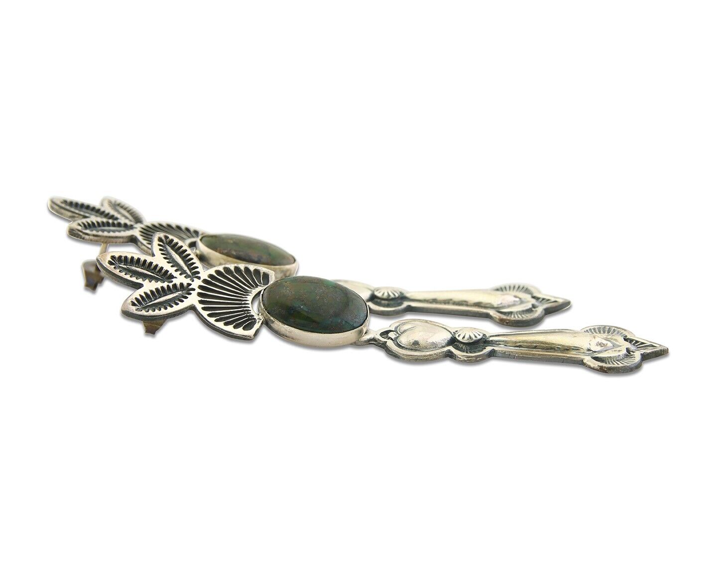 Navajo Earrings 925 Silver Natural Turquoise Artist Signed JR Silversmith C.80's
