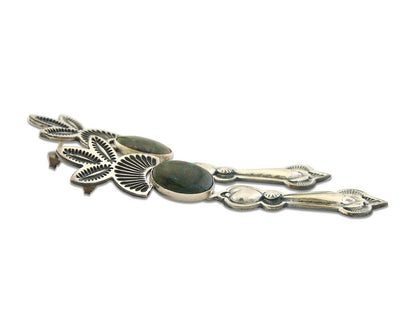 Navajo Earrings 925 Silver Natural Turquoise Artist Signed JR Silversmith C.80's
