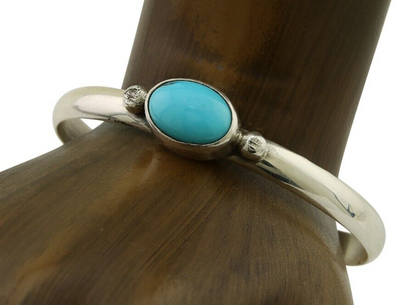Navajo Cuff Bracelet Blue Turquoise 925 Silver Native American Artist C.80's