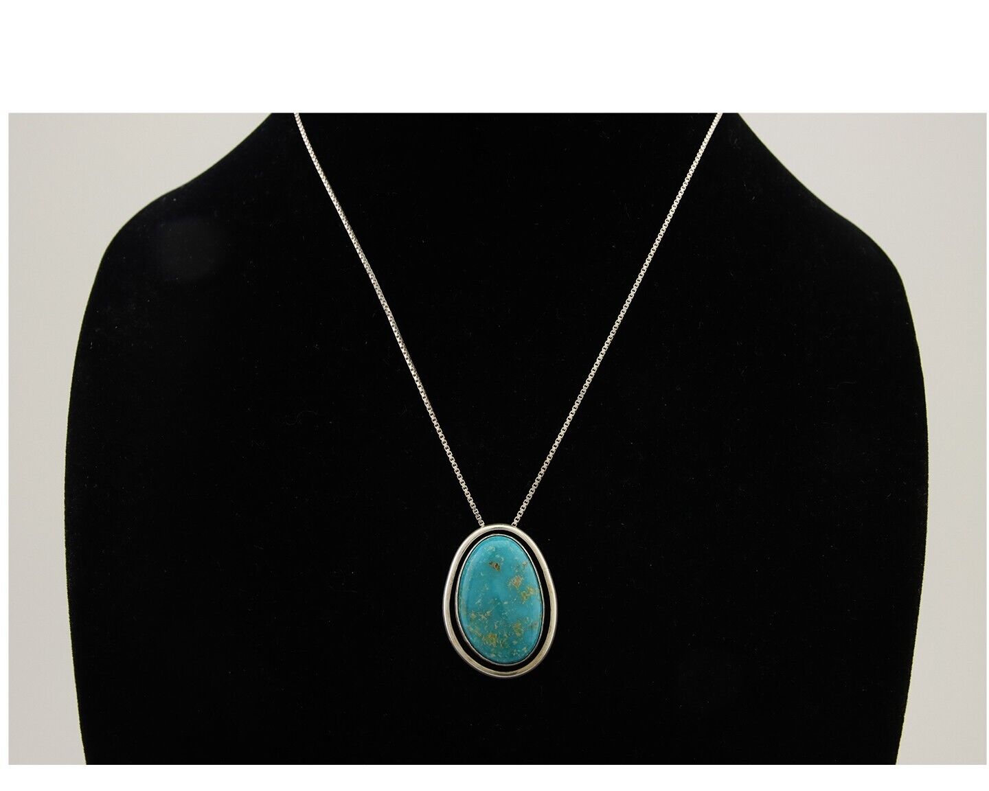 Navajo Necklace 925 Silver Blue Turquoise Artist Signed Doug Zachary C.80's
