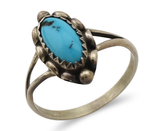 Navajo Ring 925 Silver Turquoise Artist Signed SkyStone Creations C.80's