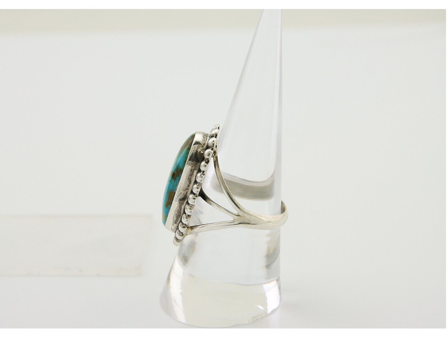 Navajo Shield Ring 925 Silver Arizona Turquoise Native Artist C.80's