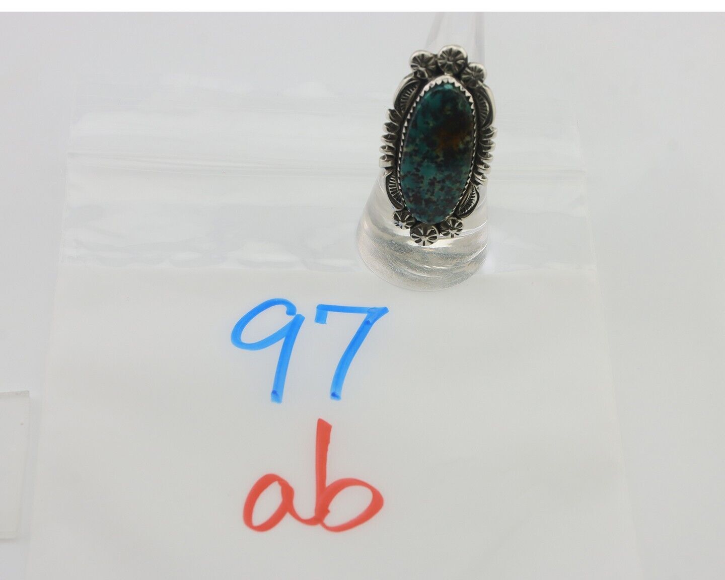 Navajo Ring 925 Silver Natural Blue Turquoise Native American Artist C.80's