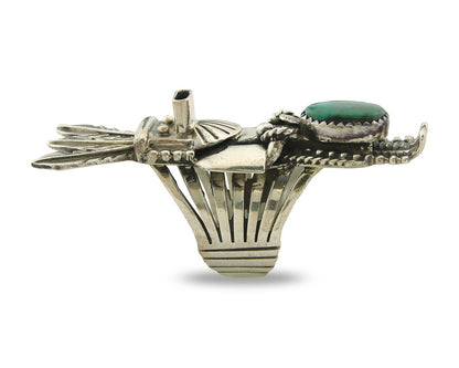 Vintage Navajo Ring 925 Sterling Silver Turquoise Signed Broken Arrow Size 7.25