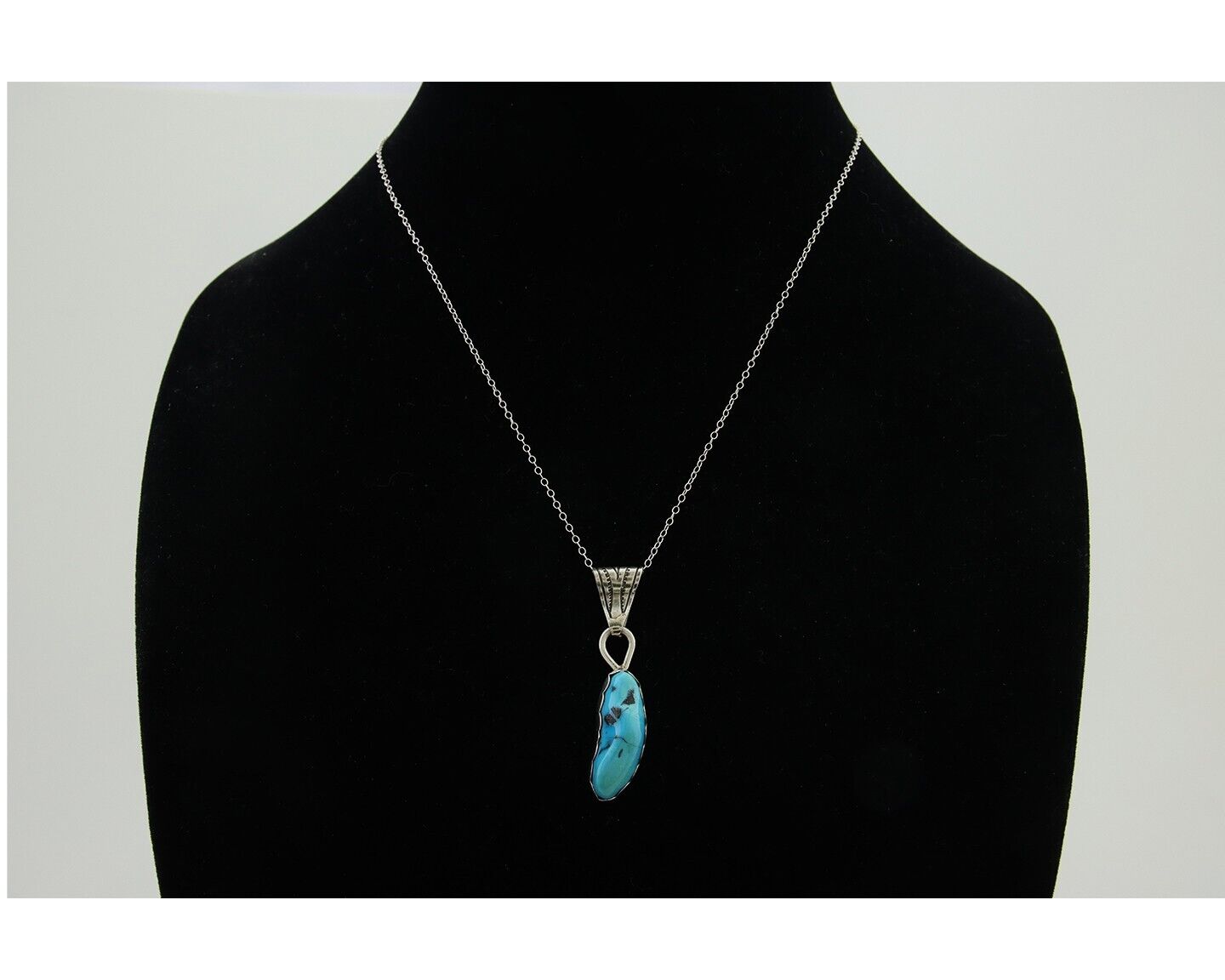 Navajo Necklace 925 Silver Blue Turquoise Artist Signed Tony Guerro C.80's