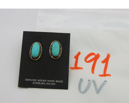 Navajo Earrings 925 Silver Natural Turquoise Native Artist C.80's