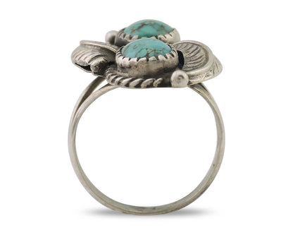Navajo Ring 925 Silver Natural Blue Turquoise Native Artist Signed M C.80's
