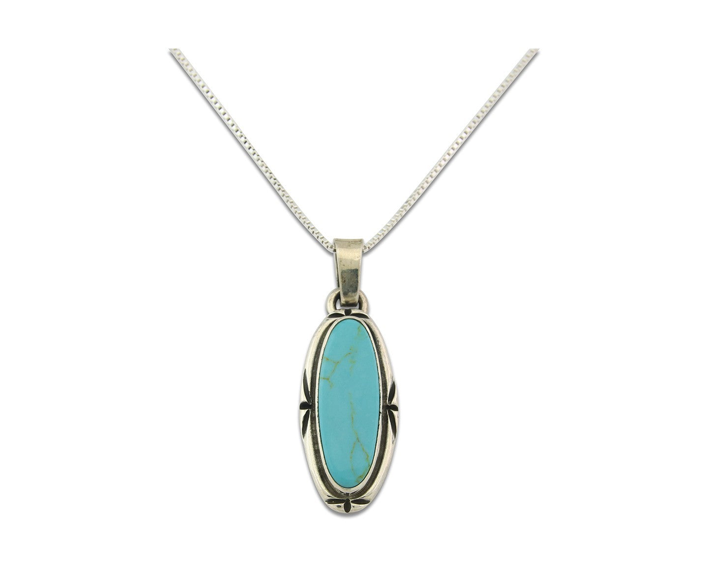 Navajo Necklace Sterling Silver Authentic Turquoise Vintage Native Artist