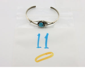 Navajo Handmade Bracelet 925 Silver Natural Blue Turquoise Native American C80s