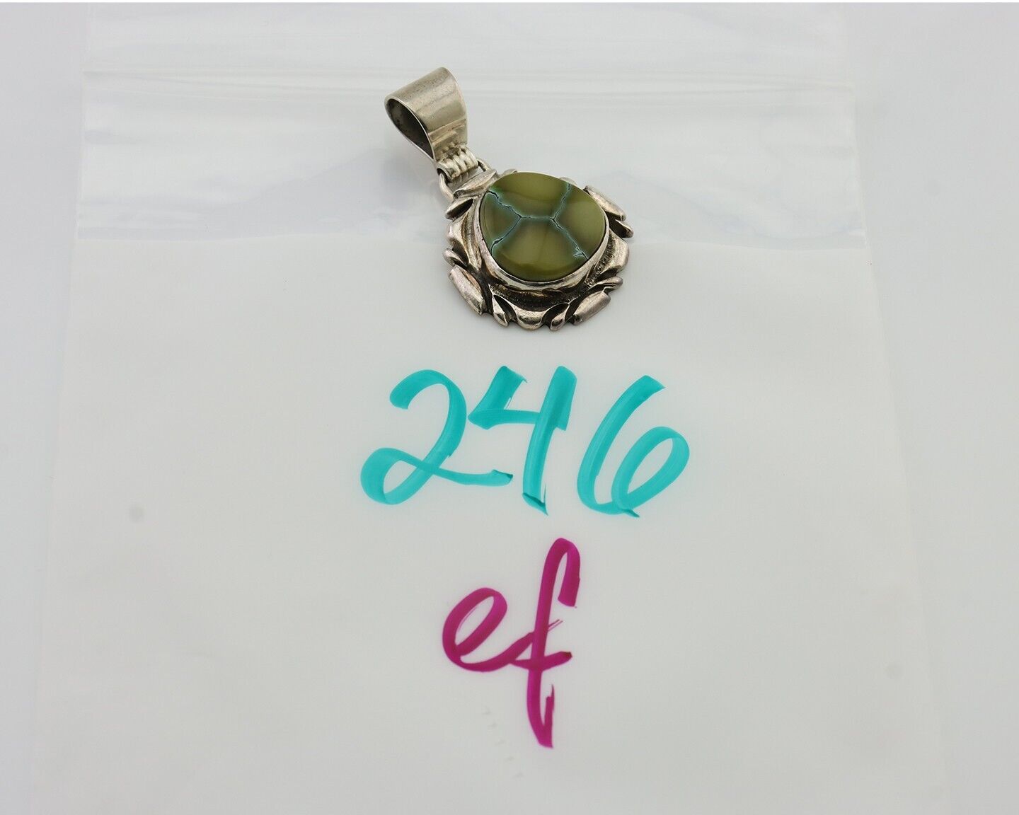 Navajo Damele Turquoise Pendant 925 Silver Artist Signed SunRise C.80's