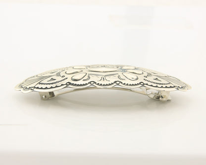 Vintage Navajo Barrette 925 Sterling Silver Hand Stamped Signed Delgarito
