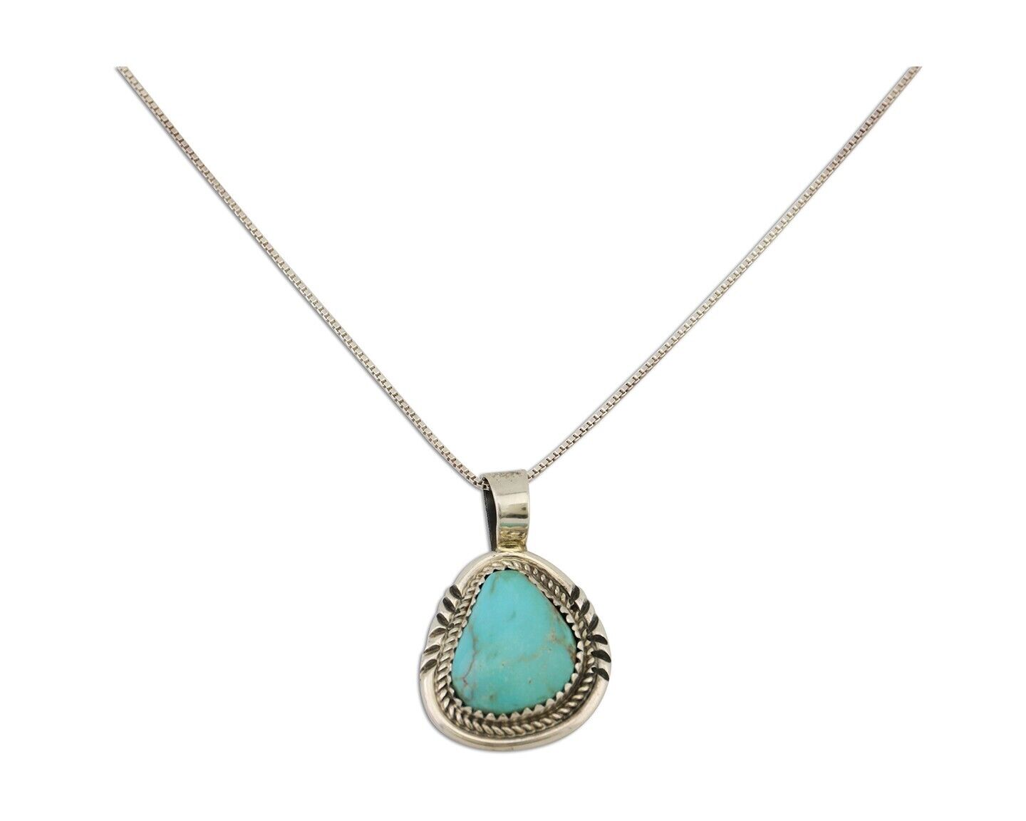 Navajo Necklace 925 Silver Natural Blue Turquoise Signed Anna Begay C.90's