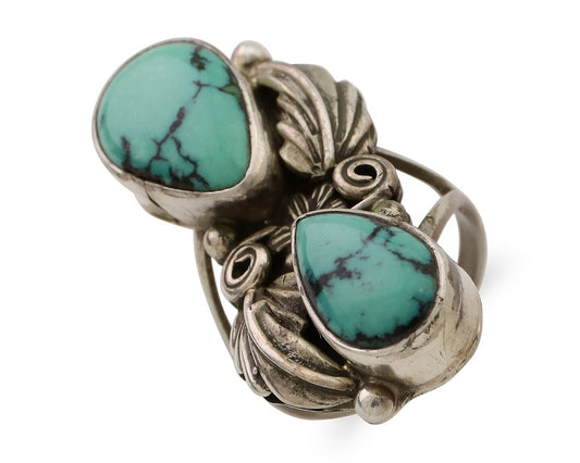 Navajo Handmade Ring 925 Silver Natural Tuquoise Artist Signed R E C.80's
