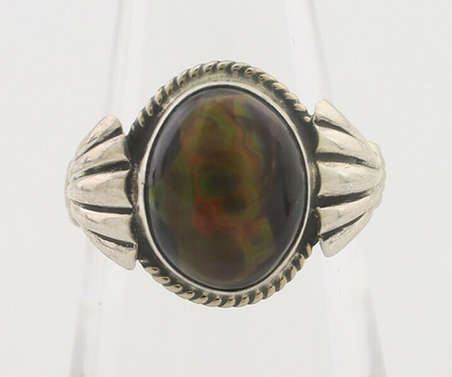 Navajo Handmade Ring 925 Silver Natural Fire Opal Native Artist Size 6.75 C.80's