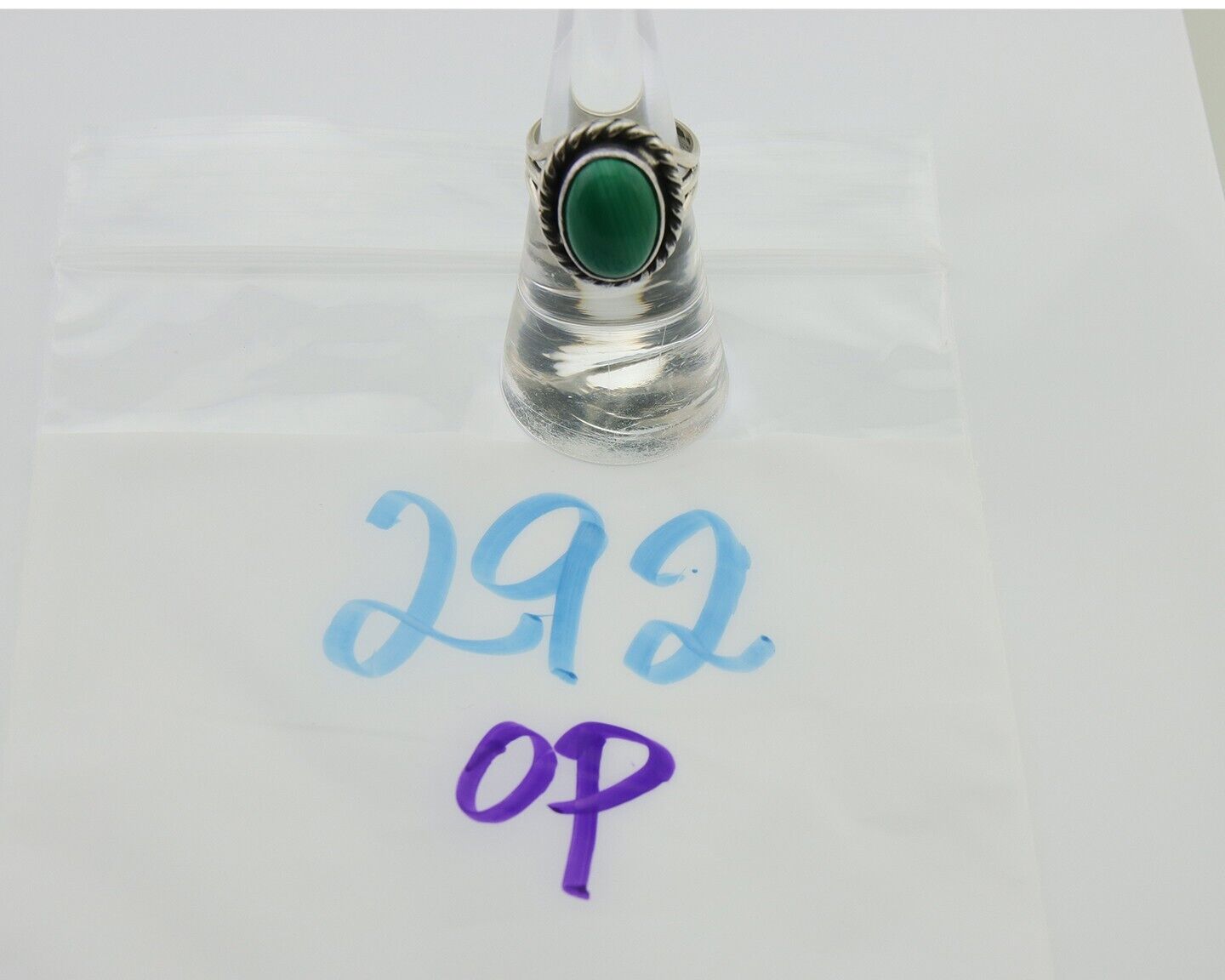 Navajo Ring 925 Silver Natural Malachite Native American Artist C.80's