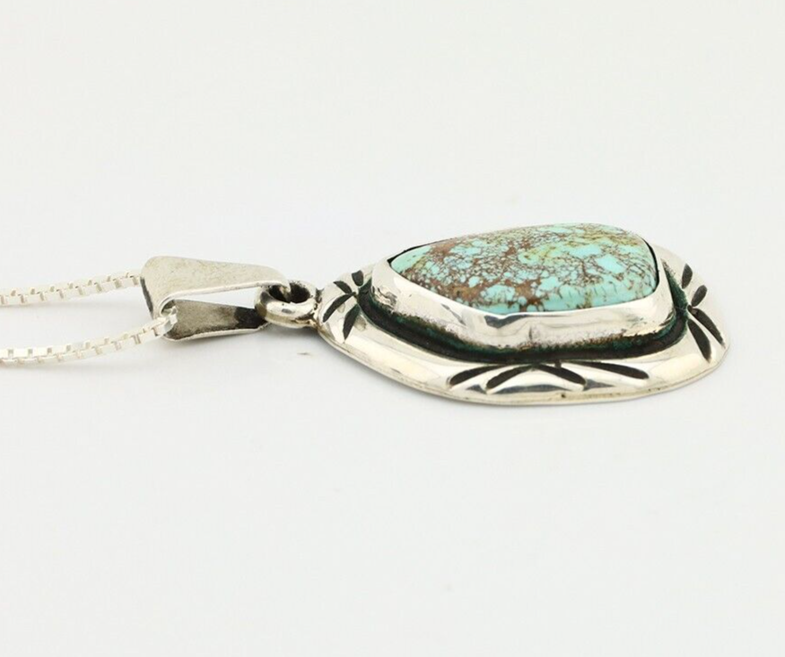 Navajo Necklace 925 Silver Spiderweb Turquoise Signed C Montoya C.80's