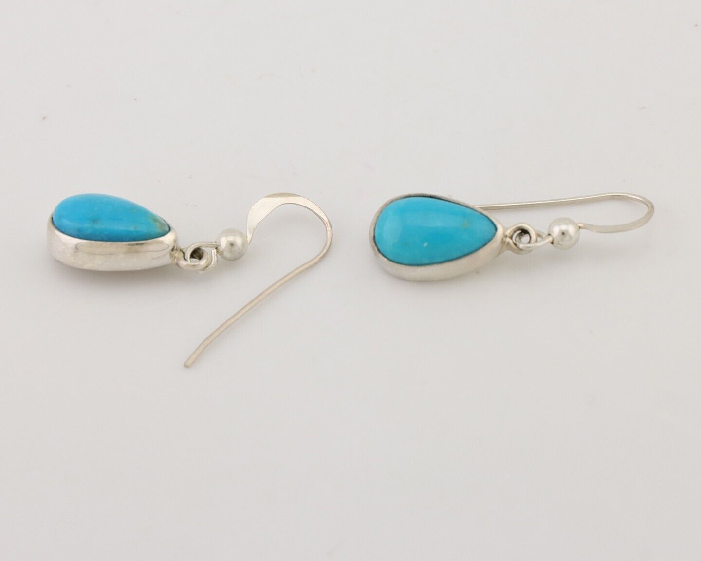 Navajo Dangle Earrings 925 Silver Natural Blue Turquoise Artist Signed M C.80's