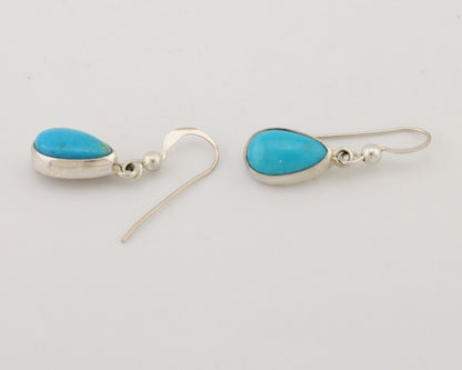 Navajo Dangle Earrings 925 Silver Natural Blue Turquoise Artist Signed M C.80's