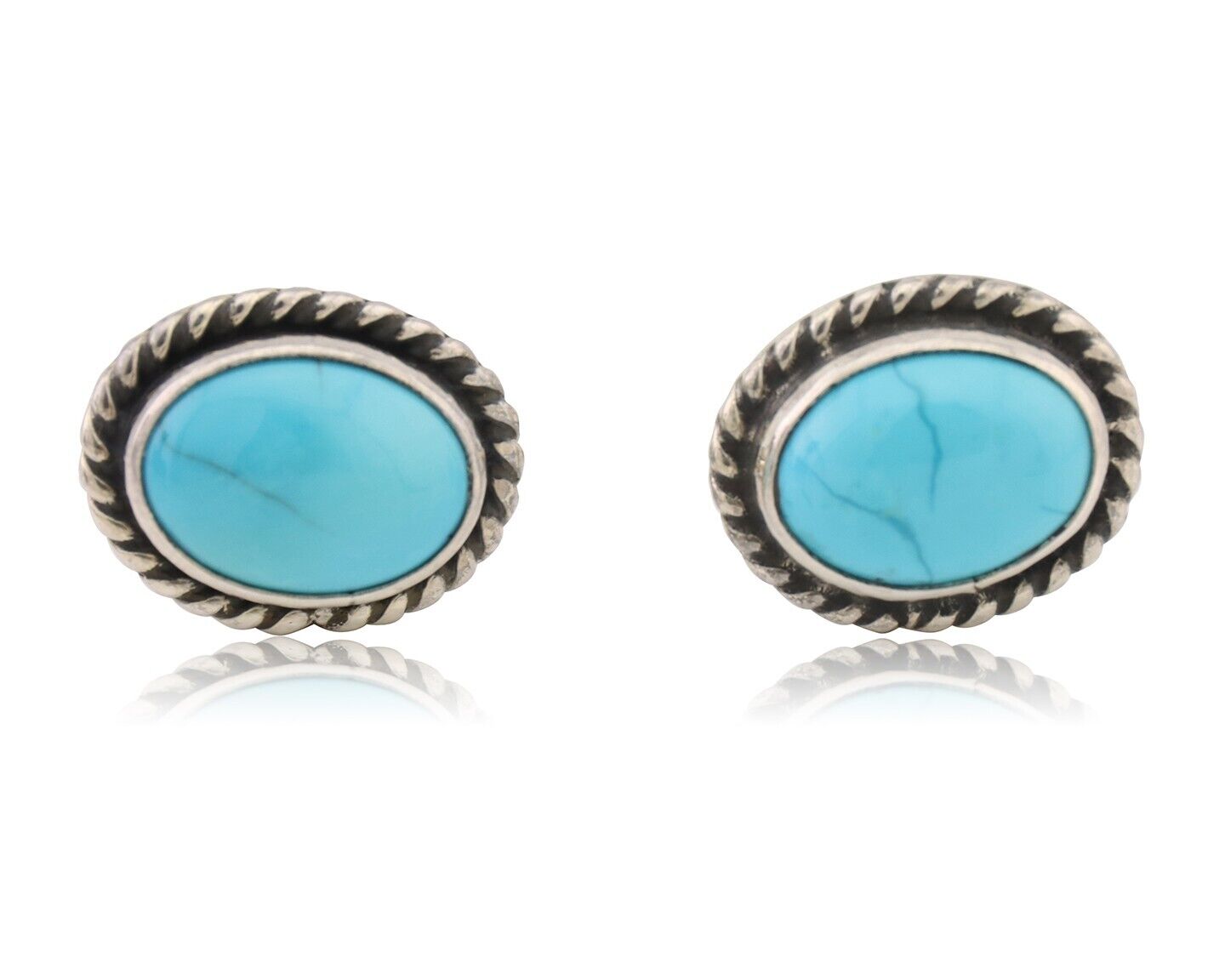 Navajo Cufflinks 925 Silver Native American Natural Turquoise C.80's