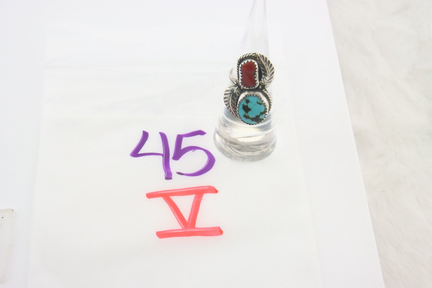Vintage Navajo Ring 925 Sterling Natural Gemstones Signed Pauline Begay Size 5