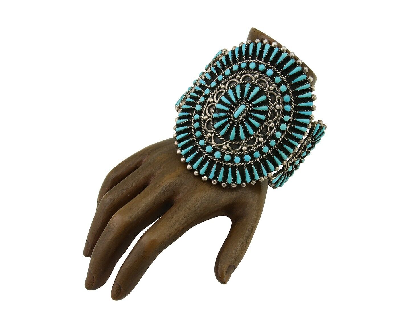 Men Navajo Bracelet 925 Silver Natural Blue Turquoise Signed Benson Yazzie C80s