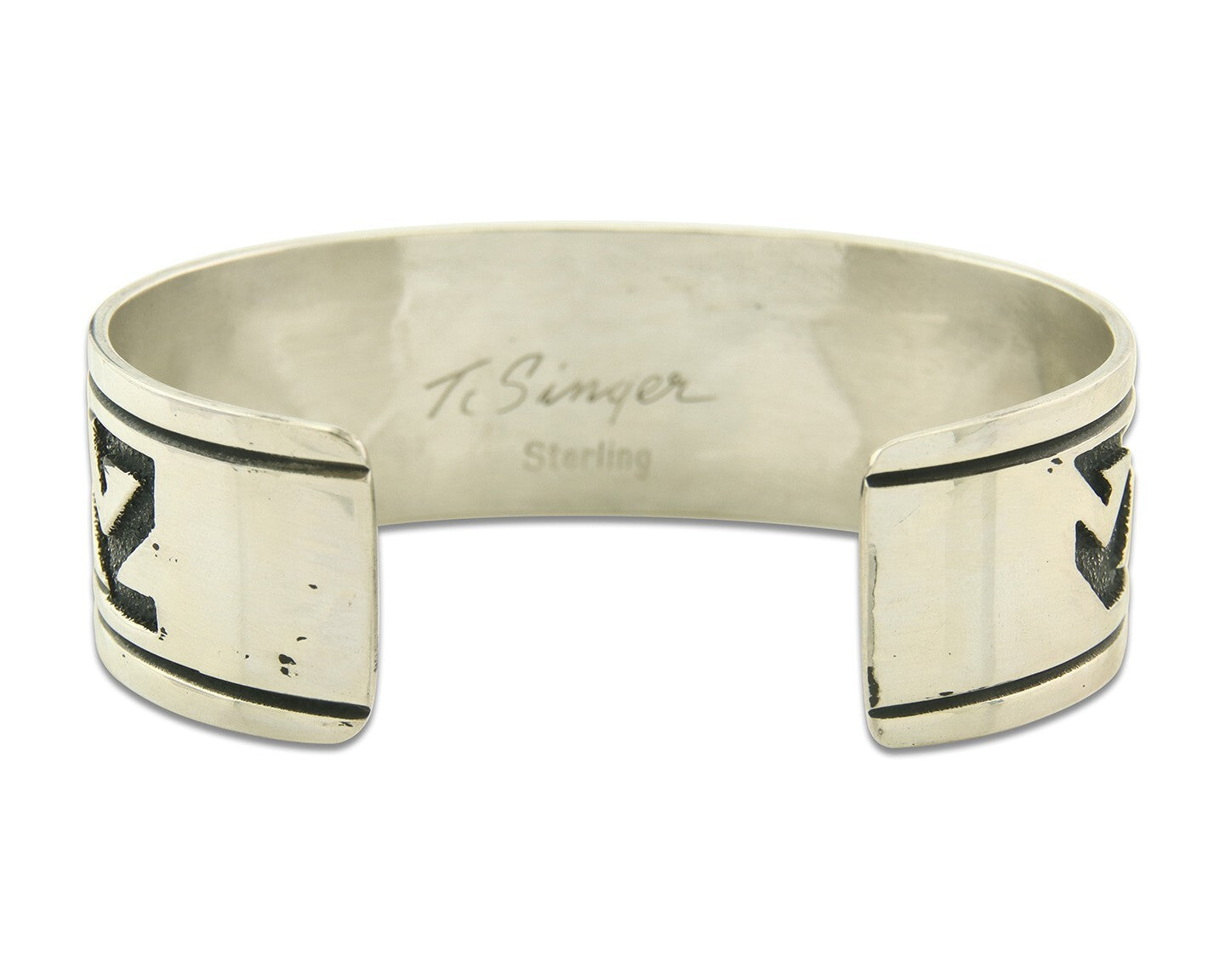 Navajo Bracelet 925 Silver Artist Signed Thomas Singer Cuff C.80's
