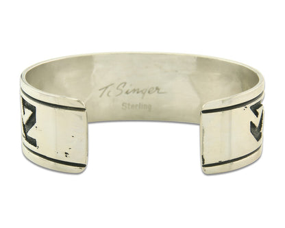 Navajo Bracelet 925 Silver Artist Signed Thomas Singer Cuff C.80's