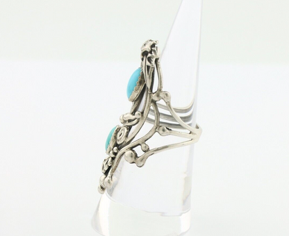 Navajo Ring 925 Silver Sleeping Beauty Turquoise Artist Signed C.80's