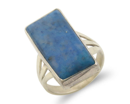 Navajo Ring 925 Sterling Lapis Handmade Native Artist C.80's Size 6.0
