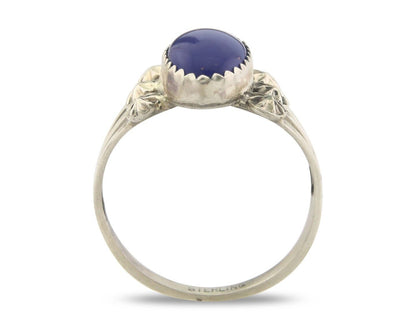 Navajo Ring 925 Sterling Natural Lapis Handmade Native Artist C.80's