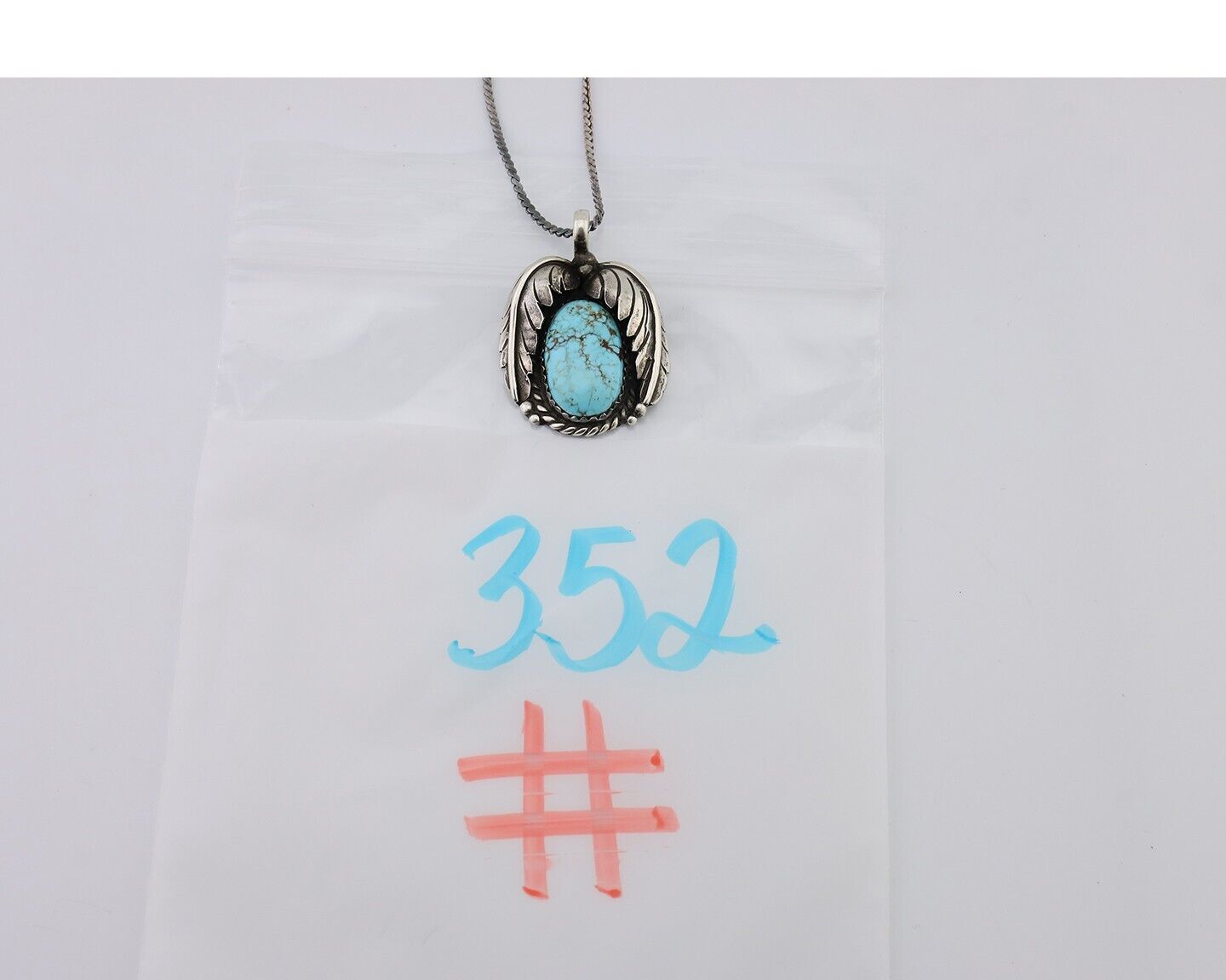 Navajo Necklace 925 Silver Natural Blue Turquoise Native American Artist C.90's