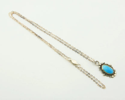 Navajo Necklace Sterling Silver Natural Blue Turquoise Handmade Vintage