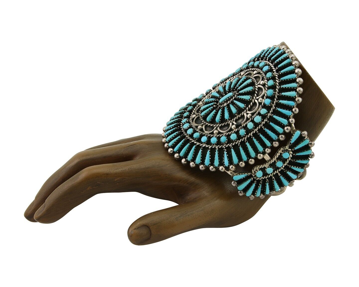 Men Navajo Bracelet 925 Silver Natural Blue Turquoise Signed Benson Yazzie C80s