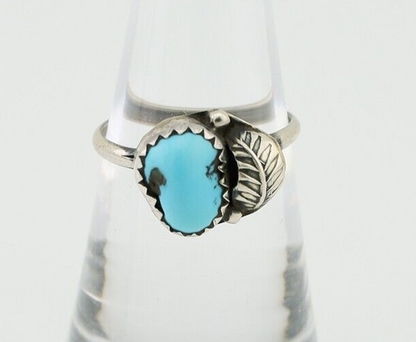 Navajo Ring 925 Silver Sleeping Beauty Turquoise Native American Artist C.80's